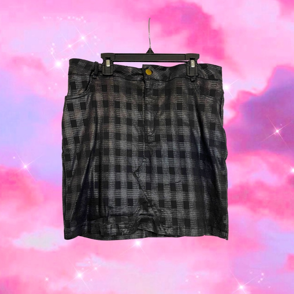 Glittery Plaid Stretchy Mini Skirt